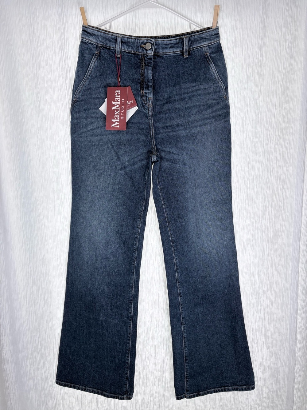MaxMara Studio Wide-Leg Denim Trousers, Size 12, 30